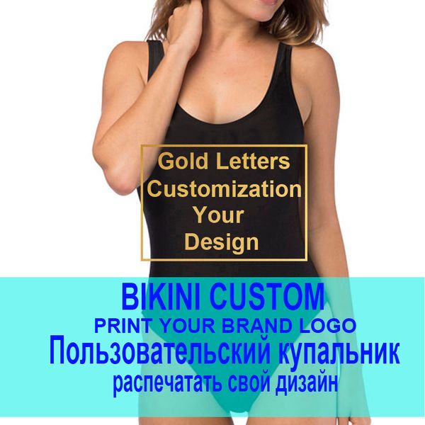 

custom diy your own brand swimsuit women one piece swimsuit bodysuit golden print backless bathing suit slgaden, White;black