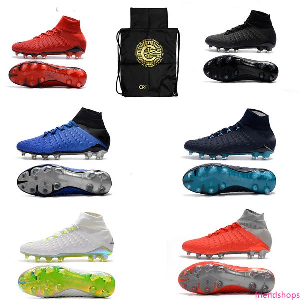 

blue soccer shoes hypervenom phantom iii df fg size39-45 men high-ankle football boots elite