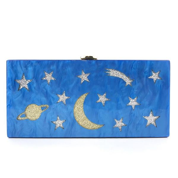 

luxecho 2020 new women's fashion dinner bag blue star acrylic evening bag