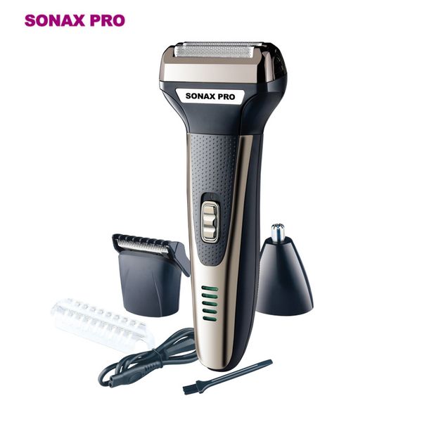

sonax pro 3 in 1 men electric shaver rechargeable shaved beard electric razor reciprocating nose cleaning hair shaving machine
