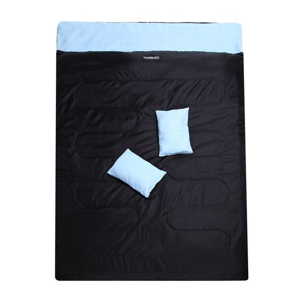 

tomshoo 86x60 outdoor double thermal sleeping bag 2 person cold temperature sleeping bag for camping hiking climbing 2 pillows
