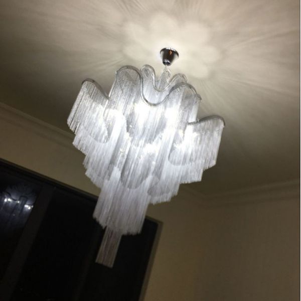 

aluminum chain dining hall chandelier lamps creative postmodern chandeliers lighting art living room lights duplex building stairs long pend