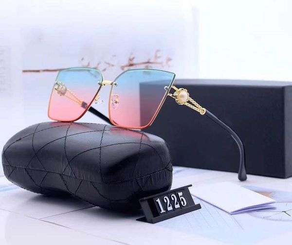 

fashion summer women pearl designer sunglasses luxury sunglasses adumbral beach style c1225 glasses uv400 6 colors with box, White;black