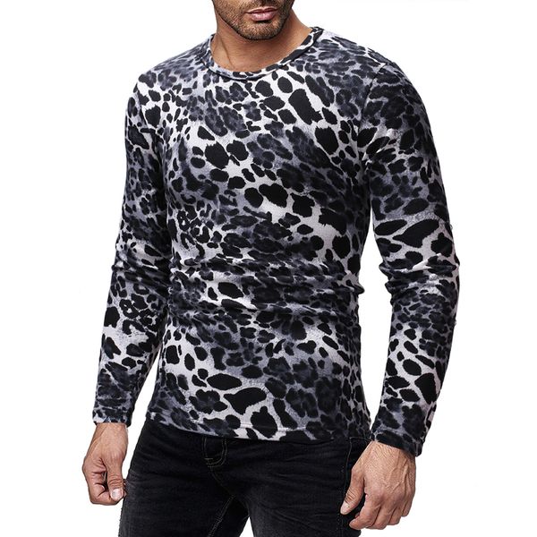 

new t fashion fashion leopard clothing spring shirt long tee mens sleeved ibrkp, Black