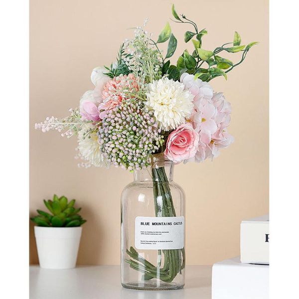 

artificial flower bouquet simulation floral decor fake rose grass plant mixed bouquet wedding ornament
