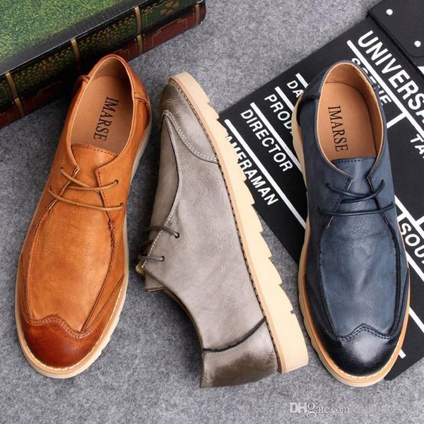 

fashion nice new autumn retro british leather shose men flats fashion low casual shoes men loafers oxford shoes for fashion, Black