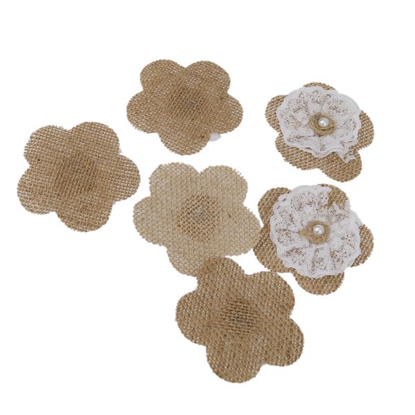 

hessian burlap lace flowers bridal wedding craft diy making decoration pack of 6