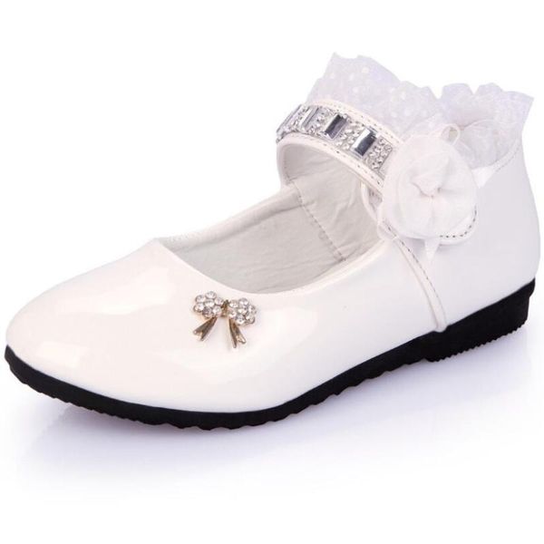 

flat shoes flower girls spring autumn princess lace pu leather cute bowknot rhinestone for 3-11 ages toddler shoesmoccasins, Black;grey