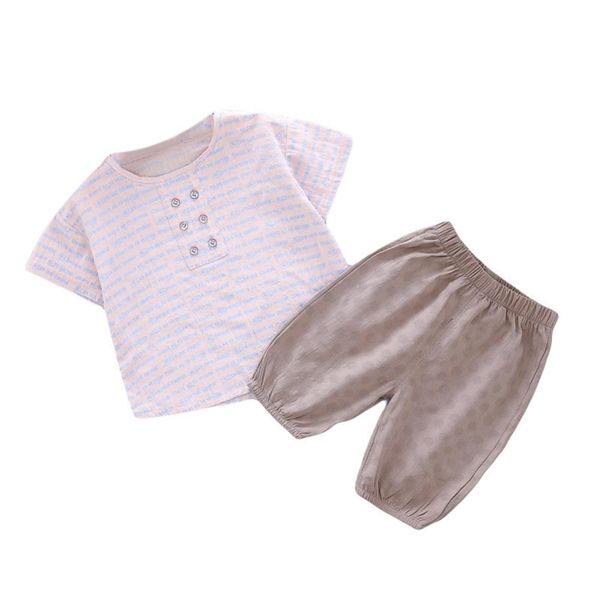 

summer baby boys short sleeve letter print blouse t-shirt+shorts casual outfits sets 0-4t, White