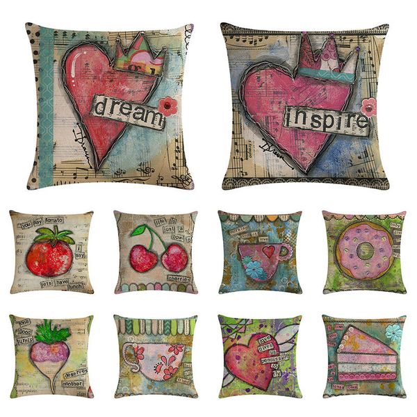

45cm*45cm watercolor vegetable carrot summer fruits dinner room decoration cushion cover nordic sofa throw pillow 1478