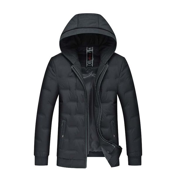 

2019 winter down jacket men white duck feather filling down coat hooded outwear plus size thick warm overcoat 8820, Black