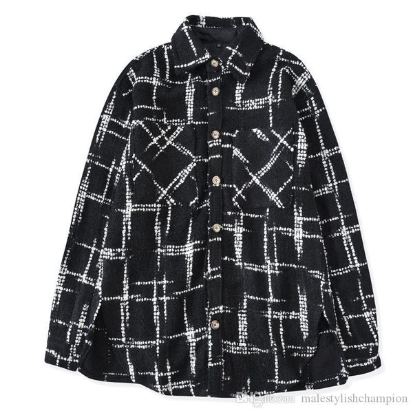 

роскошные мужские рубашки мода плед пэчворк свободная рубашка дизайнер мужской кардиган топы, White;black