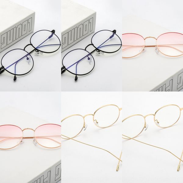 

oval plain can be equipped with myopia myopia metal frame glasses plain glasses, Silver