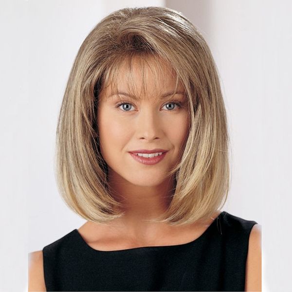 

wig fashion micro roll short hair with bangs chemical fiber headgear, Black;brown