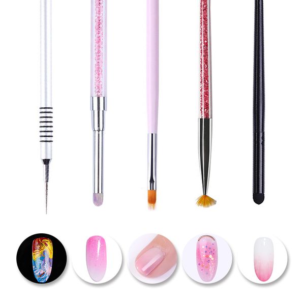 

nail brushes art blooming painting brush crystal acrylic gel flower gradient carving line pen manicure tools uv, Yellow