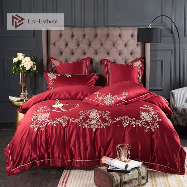 

liv-esthete luxury a silk b cotton european bedding set printed duvet cover bed sheet double  king bed linen for wedding