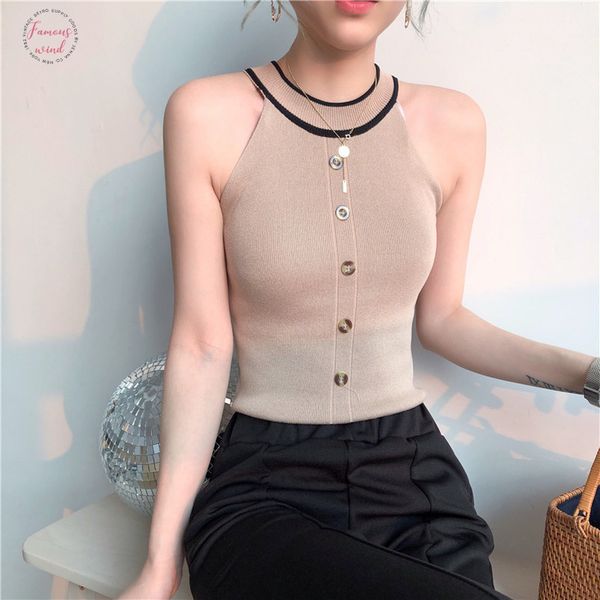 

summer girls fashion slim knitting striped tank camises girls knitted camisole sleeveless tee shirts camis tanks woman, White