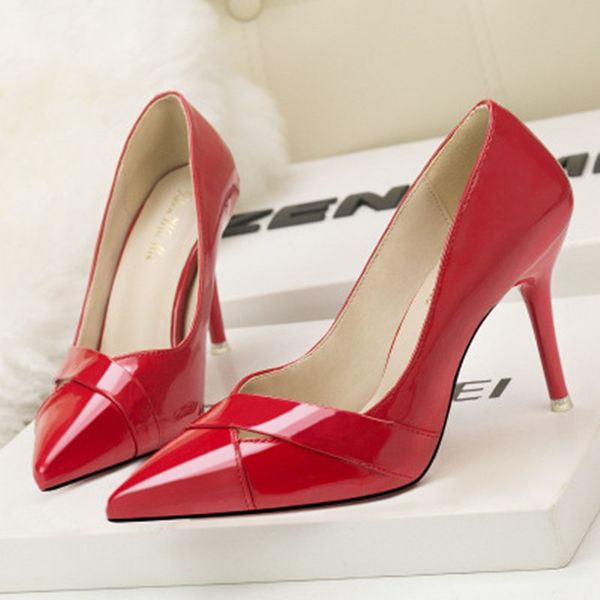 

2020 spring women fashion pumps high heel with shallow pointed pierced women's single shoes, Black