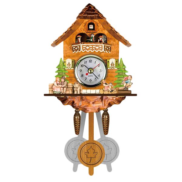 

antique wooden cuckoo wall clock bird time bell swing alarm watch home art decor 002