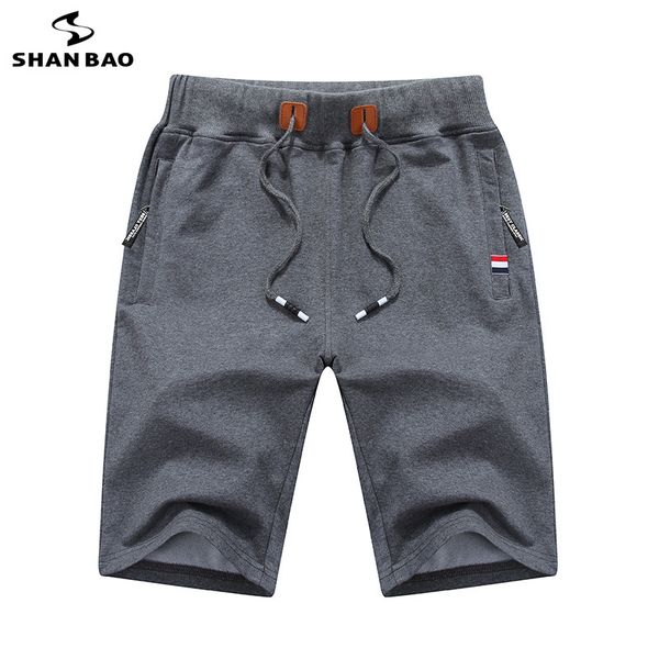 

shanbao men's knit casual shorts 2019 summer thin section stretch large size cotton elastic waist slow shorts black gray blue, White;black