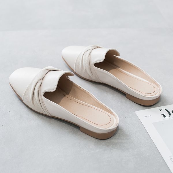 

low shallow shoes lady ladies' slippers cover toe slipers women flock luxury slides loafers girl flat soft summer 2020 designer, Black