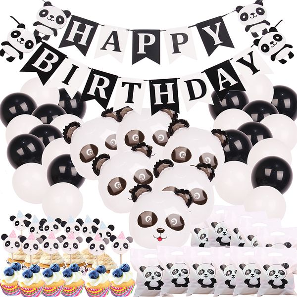 

Panda Party Украшения Поставки С Днем Рождения Баннер Panda / воздушные шары / кекс топпер
