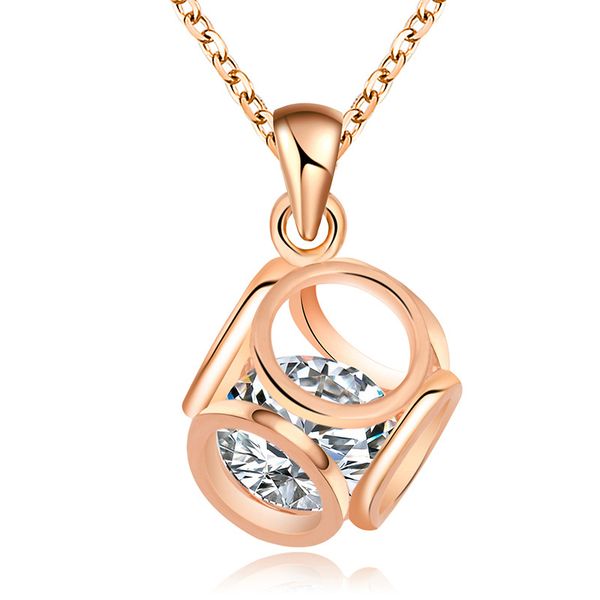 

дизайнер ожерелье ювелирные изделия женщины свадьба помолвка сделано медь материал с цирконами украшения геометрическая подвеска для подарка, Silver