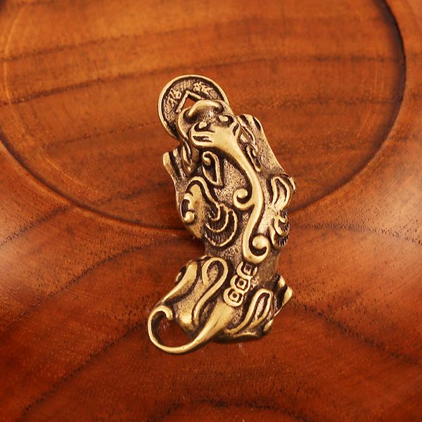 

large size brass retro treasure shenshou car chain motorcycle diy pendant accessories classical charm china's beast, Bronze;silver