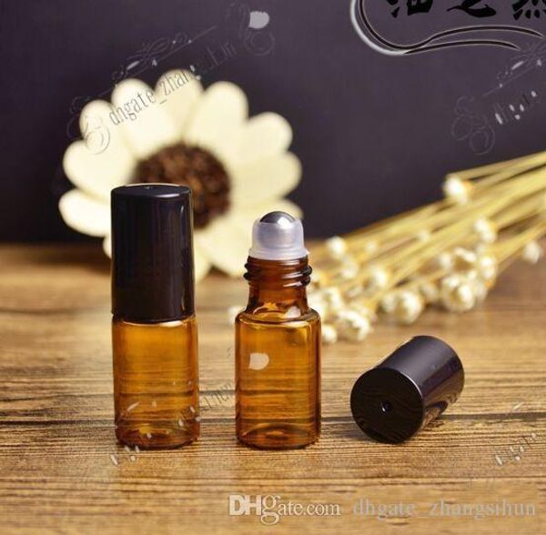

быстрая доставка 1мл 2ml roll-on empty bottle glass clear коричневый цвет rollon металла роллер бутылки essential oil liquid аромат