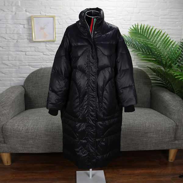 

2019 fashion long women winter down jacket women's parka ultra light weight 90% duck down coat female loose outerwear windproof, Black