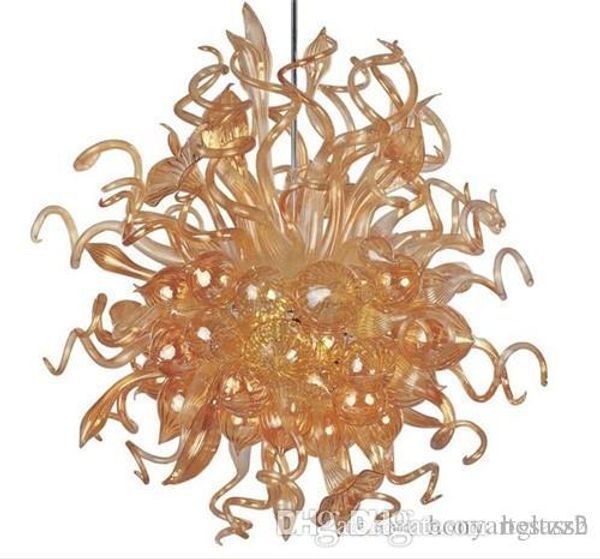 

led light source amber hand blown glass chain chandelier ac 110v 120v 220v 240v murano art glass modern chandelier