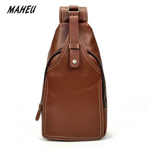 

maheu messenger bag men shoulder genuine leather chest bag crossbody business messenger bags male small back pack single strap