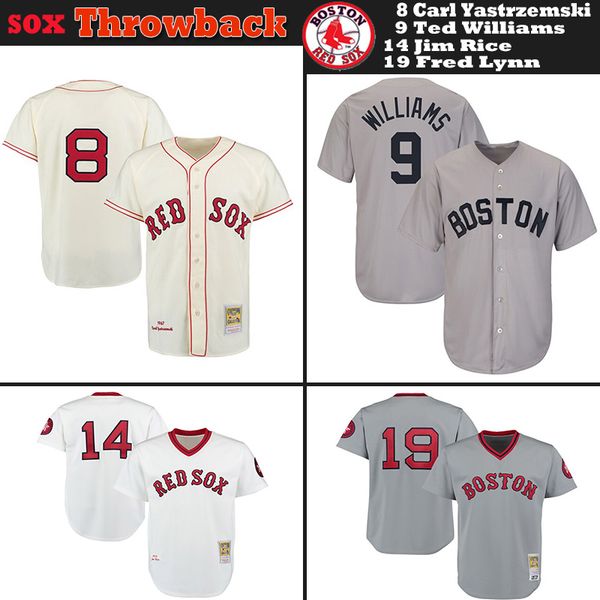 

boston mens & womens & youth kids red sox knit jersey 8 carl yastrzemski 9 ted williams 14 jim rice 19 fred lynn throwback baseball jerseys, Blue;black