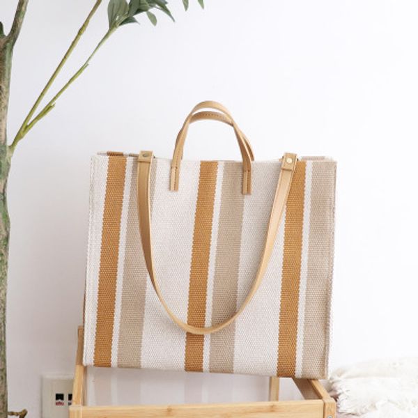 

new women beach canvas totes bag fashion stripes fabric handbags ladies large shoulder bag casual bolsa shopping grocery bags