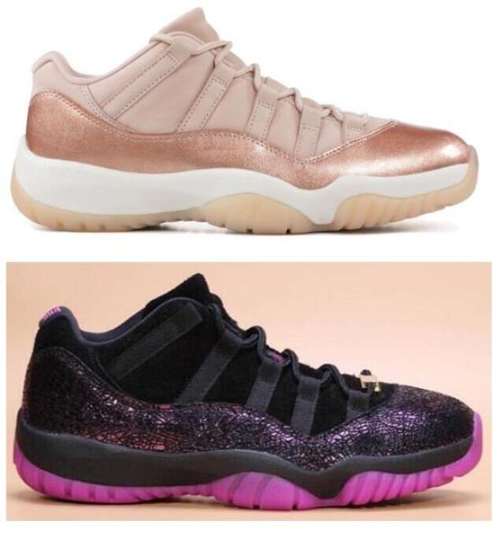 

new 11 low rose gold metallic bronze women basketball shoes 11s low rook to queen think 1 black fuchsia blast sneakers with box