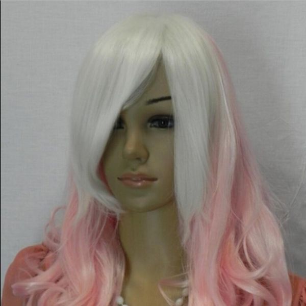 

wig gosick victorique de blois long blondepink white curly synthetic cosplay wig, Black;brown