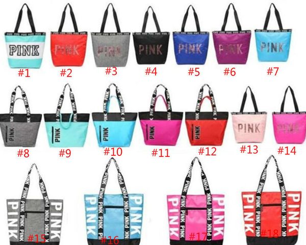 

Pink letter handbag women houlder bag pink tote hopping bag large capacity duffle triped bag waterproof handbag travel bag