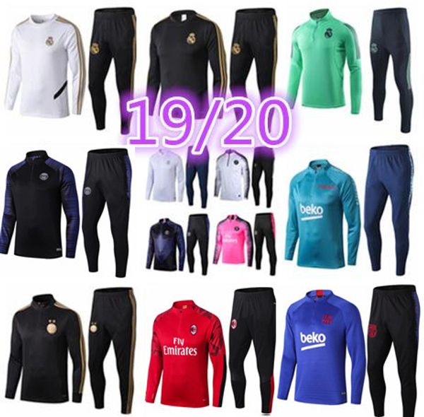 

maillot de foot survetement soccer tracksuit jacket 2019 2020 survêtement de football mbappe pogba griezmann football training suit, Black;blue