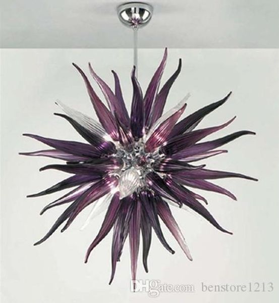 

dark purple color hand blown glass crystal chandelier round shape murano glass led chandelier lighting fixture