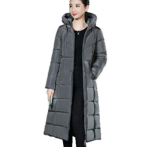 

2019 new style korean-style slim fit x-long cotton coat loose-fit hooded long sleeve large size down jacket cotton-padded clothe, Blue;black