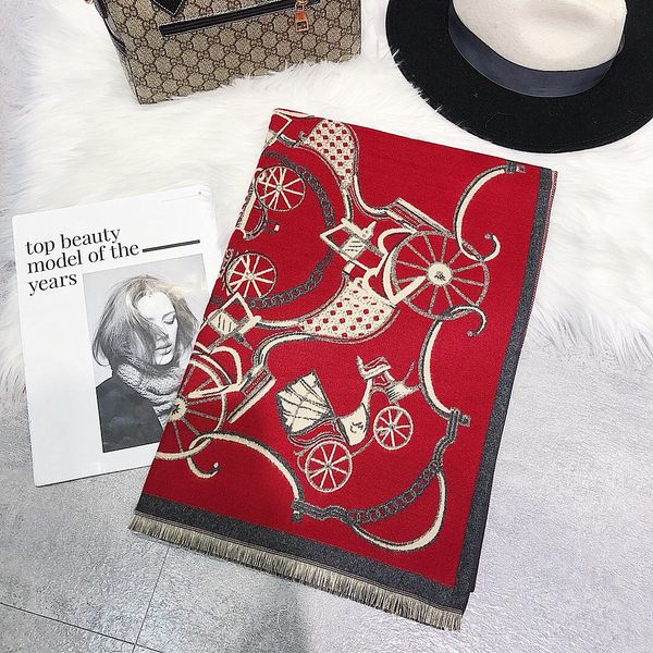 

style - autumn and winter new adorable fun bike double-sided imitation cashmere gift scarf female thermal shawl, Blue;gray