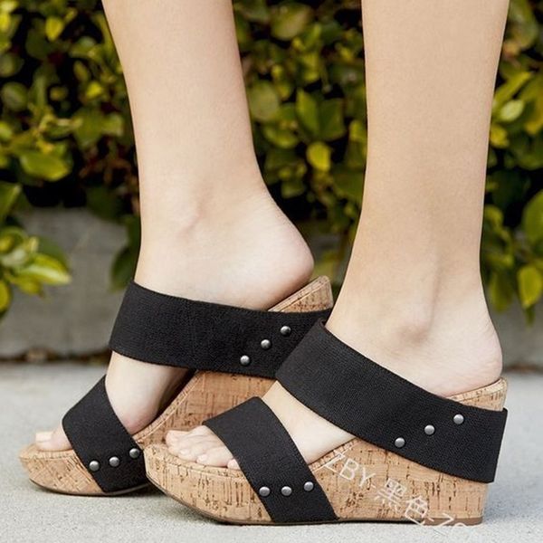 

2020 women slippers summer thick soles fashion women summer sandals platform shoes beach flip flops slipper hole shoes sandals, Black