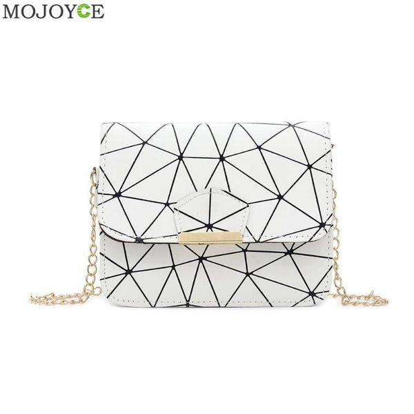 

pu leather geometric print messenger korean satchel purse for girl chain flap crossbody bag for women shoulder bags