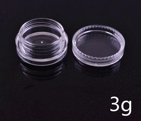 Kozmetik Krem Göz Farı Çiviler Toz Takı SN4378 için 3ML Temizle Tabanı Boş Plastik Konteyner Kavanozları Pot 3 Gram Boyut
