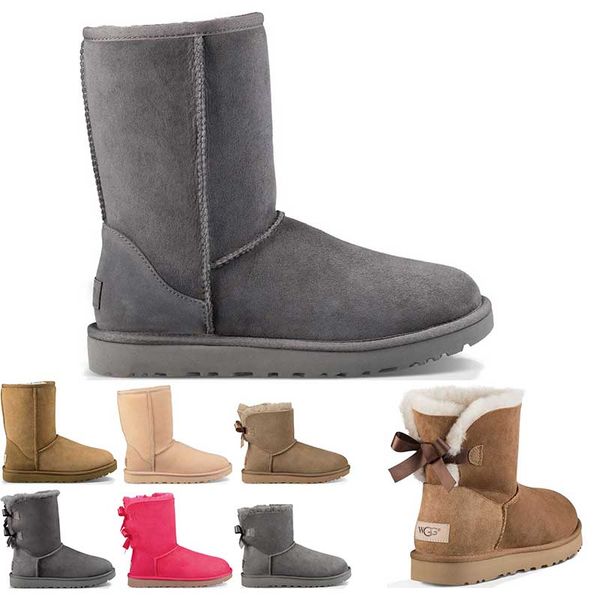 

Top quality designer Australia women classic snow boots ankle short bow fur boot for winter chestnut women winter shoes size 36-41