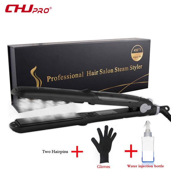 

original brand ceramic steam hair straightener curler, Black