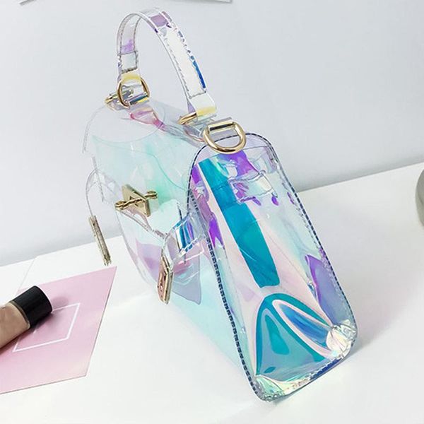 

мода необычные красочные лазерные сумки желе сумки женщины crossbody сумки цепи сумка дамы messenger bolsos mujer