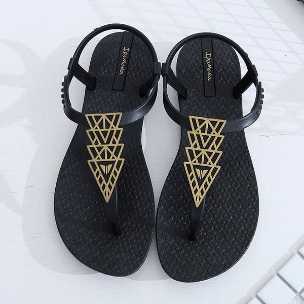 

2019 est ladies bohemian sandals summer seaside resort beach leisure slippers fashion women flat non-slip sandals ing, Black