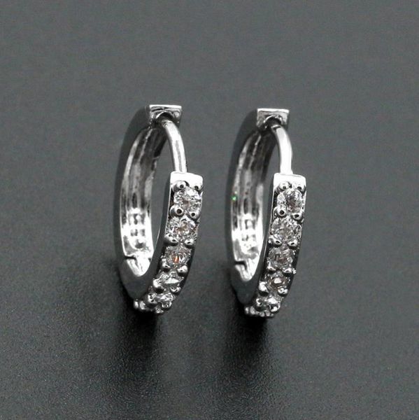 

1 pair fashion women paved crystal zircon round hoop earrings simple fine jewelry gifts aic88, Golden;silver