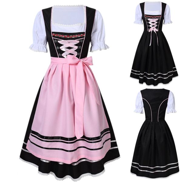 

womens oktoberfest beer maid outfit bavarian dirndl beer girl costume german wench fantasia fancy dress, Silver